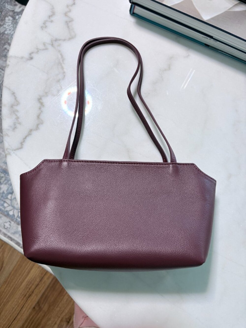 Genuine Leather Oxblood Minimalist Shoulder Bag